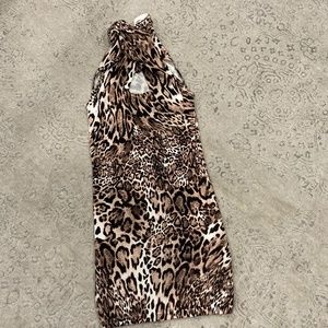 BEBE Animal Print high neck bodycon dress